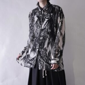 geometric pattern see-through shirt