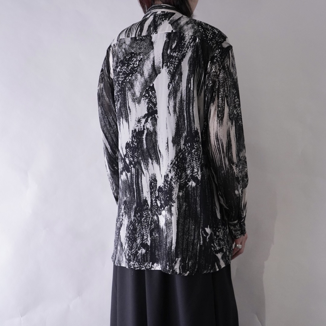 geometric pattern see-through shirt