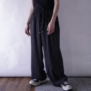 monotone pinstripe wide easy slacks