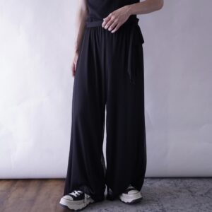 rope design see-through layer wide pants