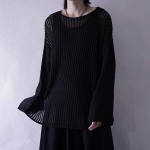 mesh fabric bell sleeve cut&sewn