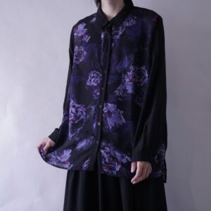 flower pattern see-through shirt