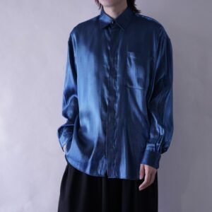 glossy turquoise blue terotero drape shirt