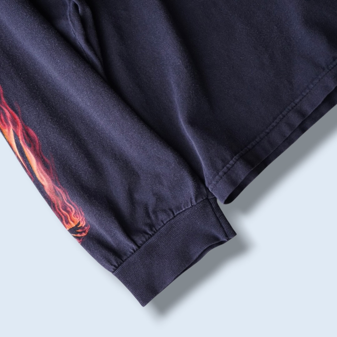 oversized eagle fire pattern fade black L/S tee