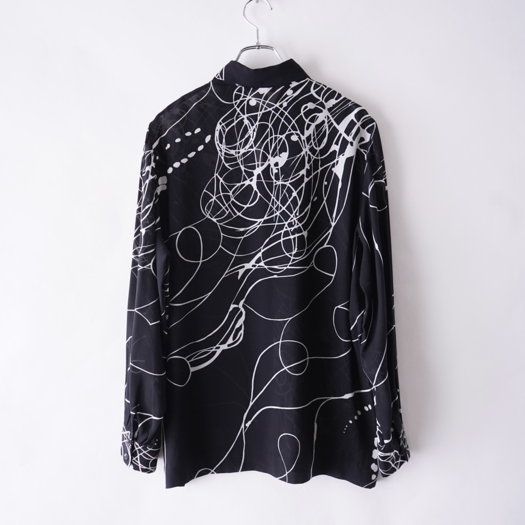 monotone geometric pattern see-through shirt