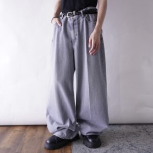 concrete ice gray super wide baggy denim pants