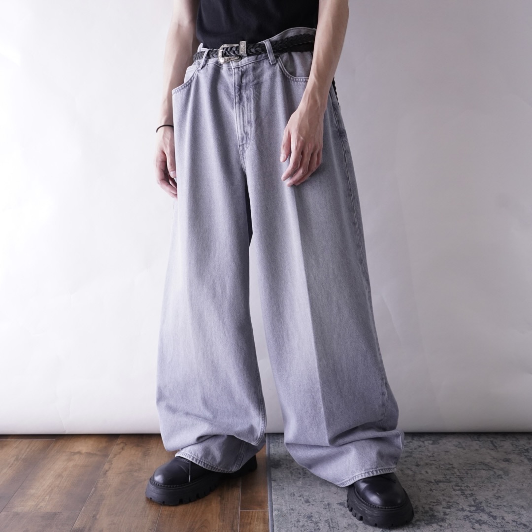 concrete ice gray super wide baggy denim pants