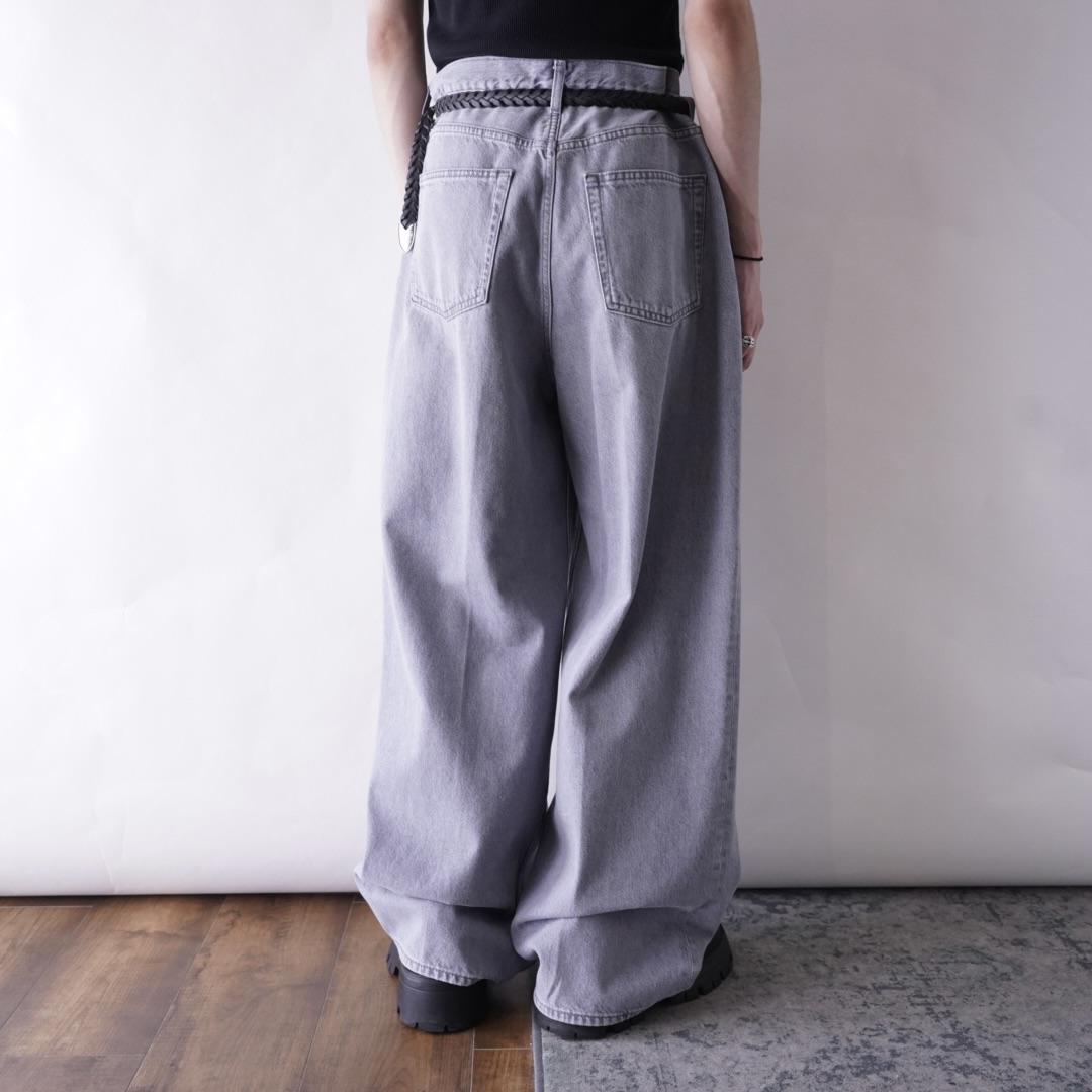 concrete ice gray super wide baggy denim pants