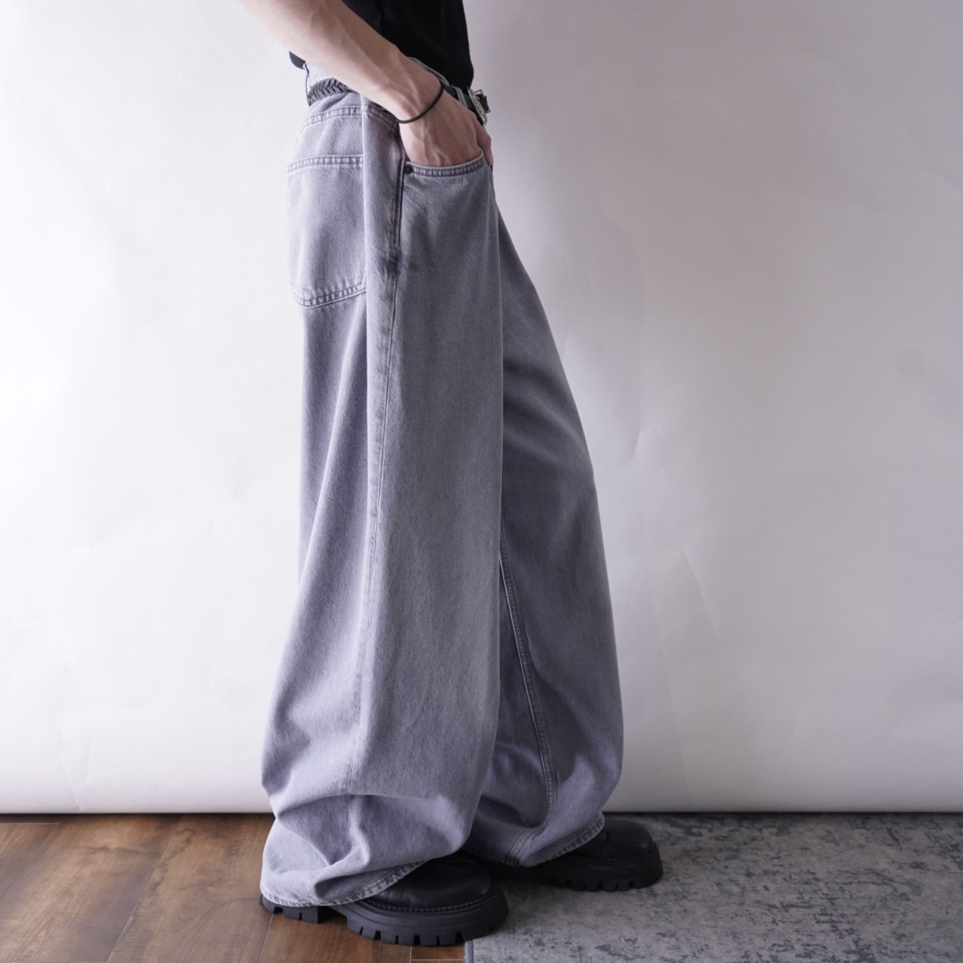 concrete ice gray super wide baggy denim pants