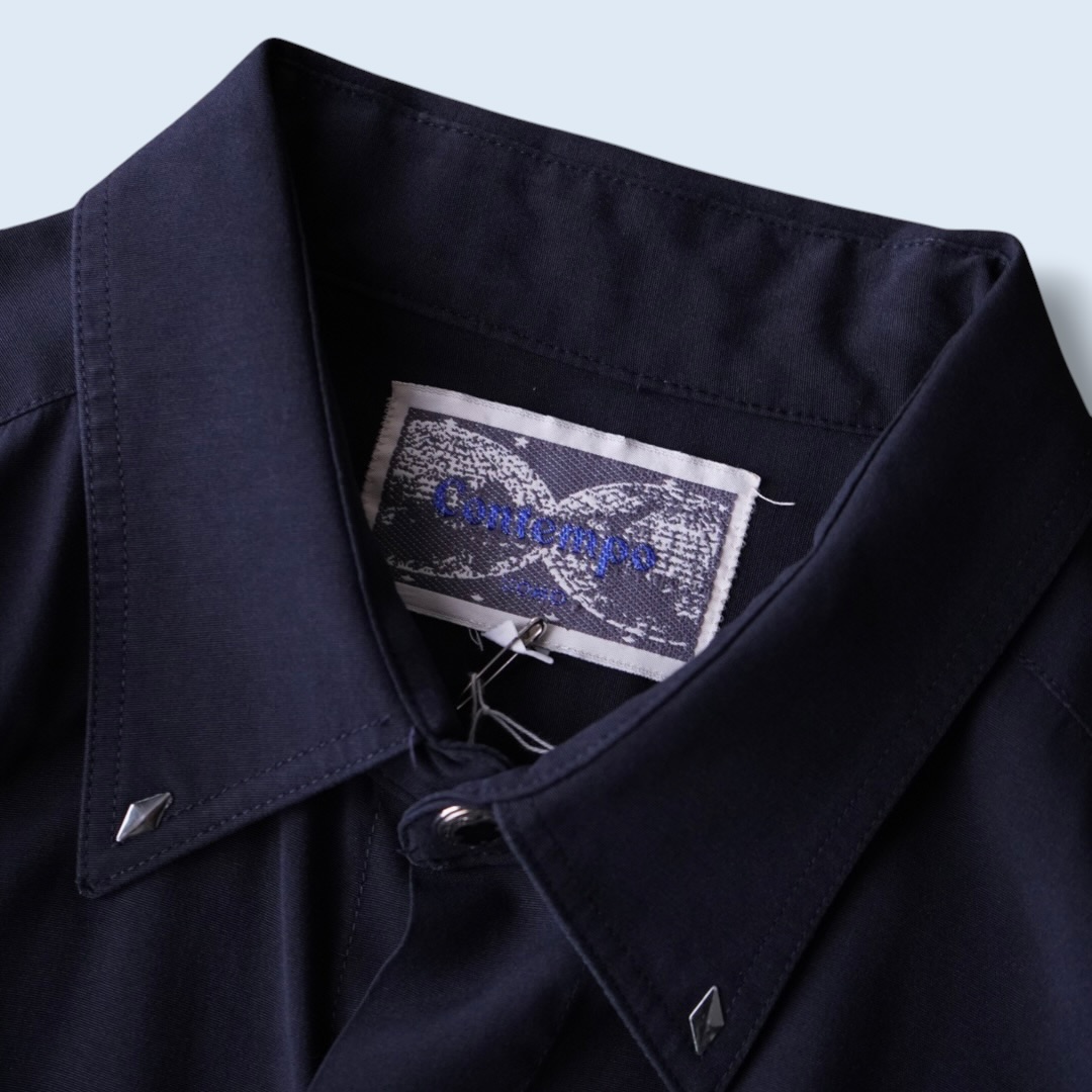 drape fabric collar & flyfront ornamental shirt
