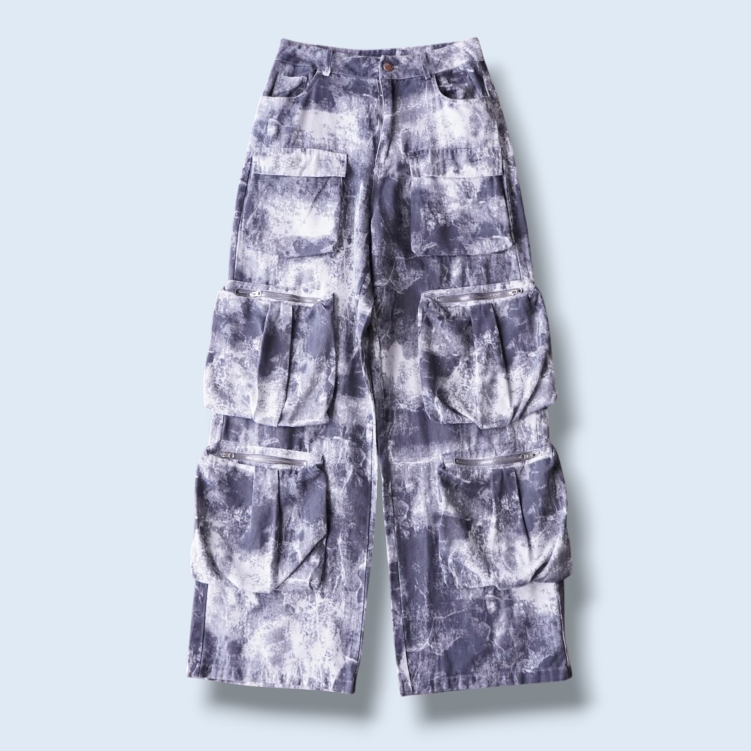 monotone full graphic multi gimmick wide pants