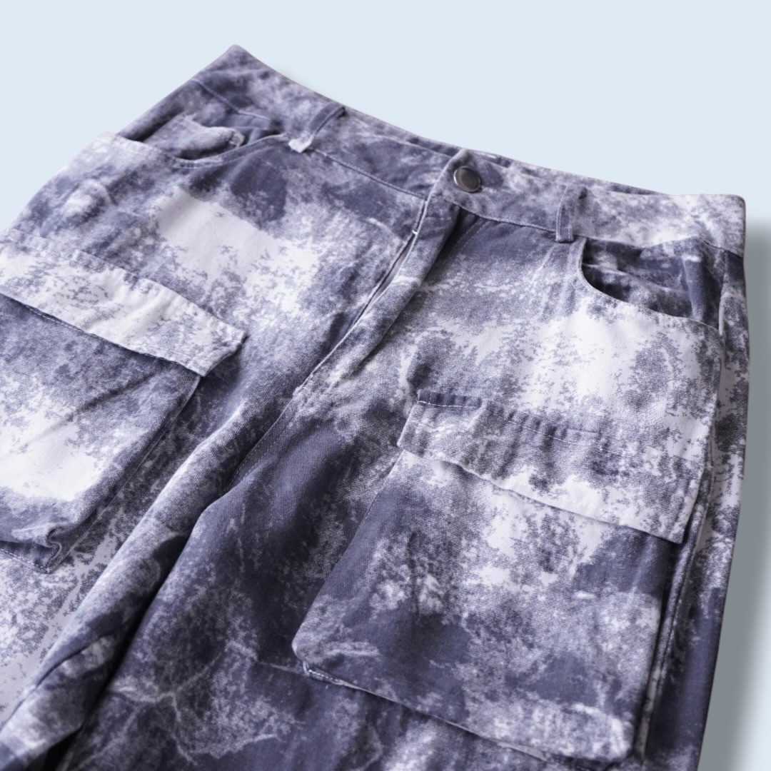 monotone full graphic multi gimmick wide pants