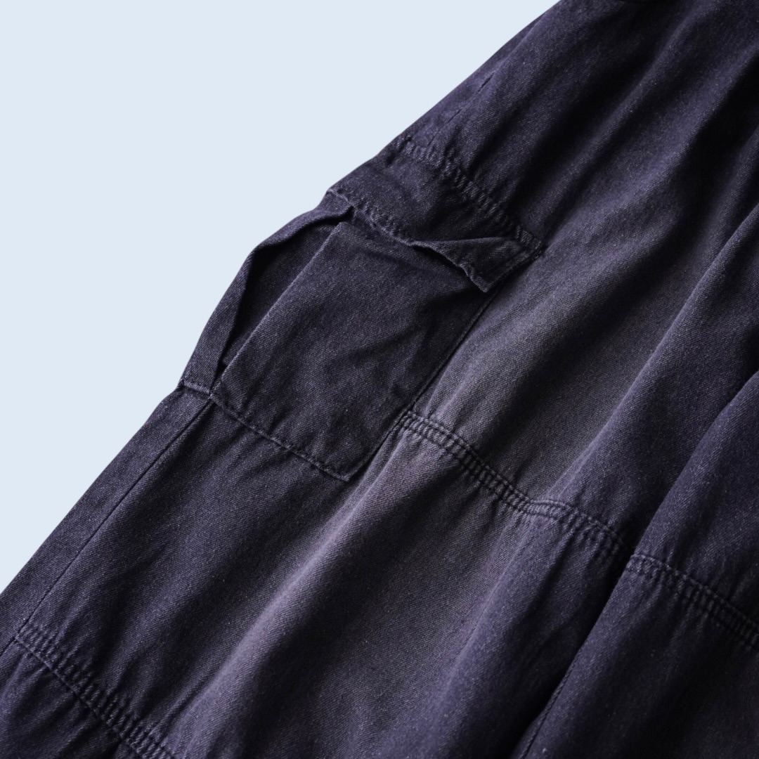 fade black denim wide cargo pants