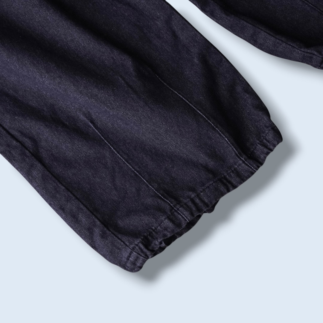 fade black denim wide cargo pants