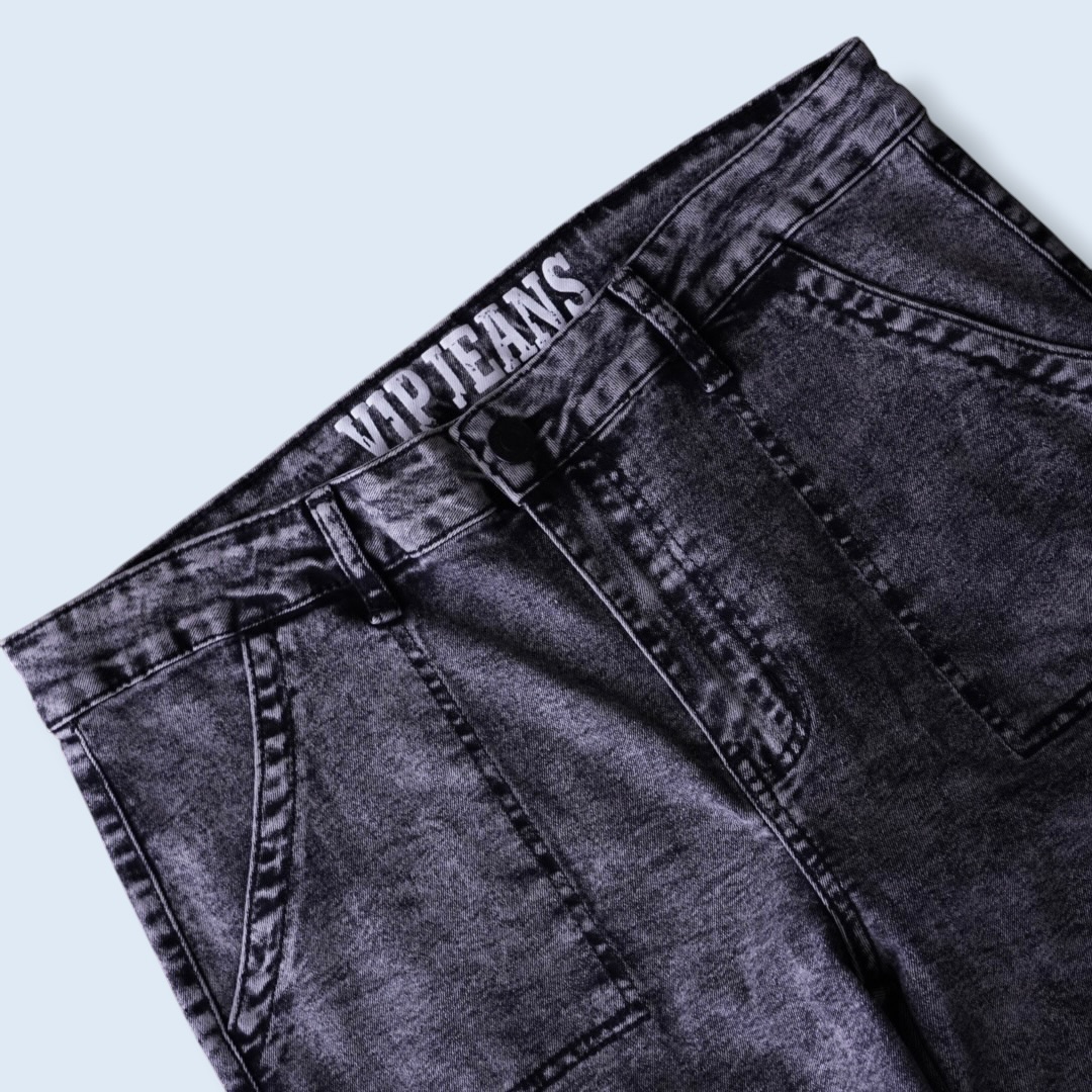 chemical fade black multi gimmick denim pants