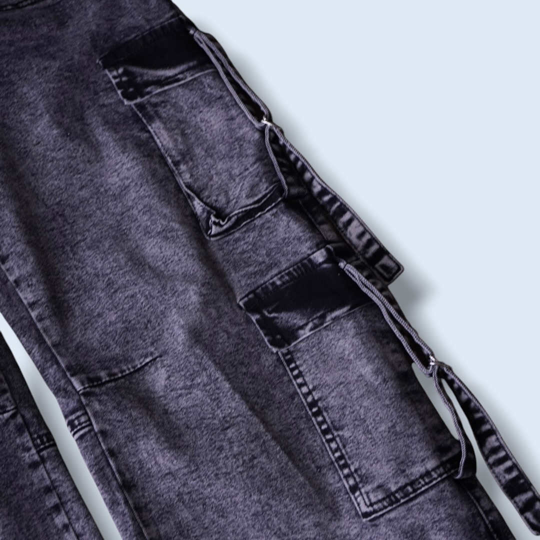chemical fade black multi gimmick denim pants