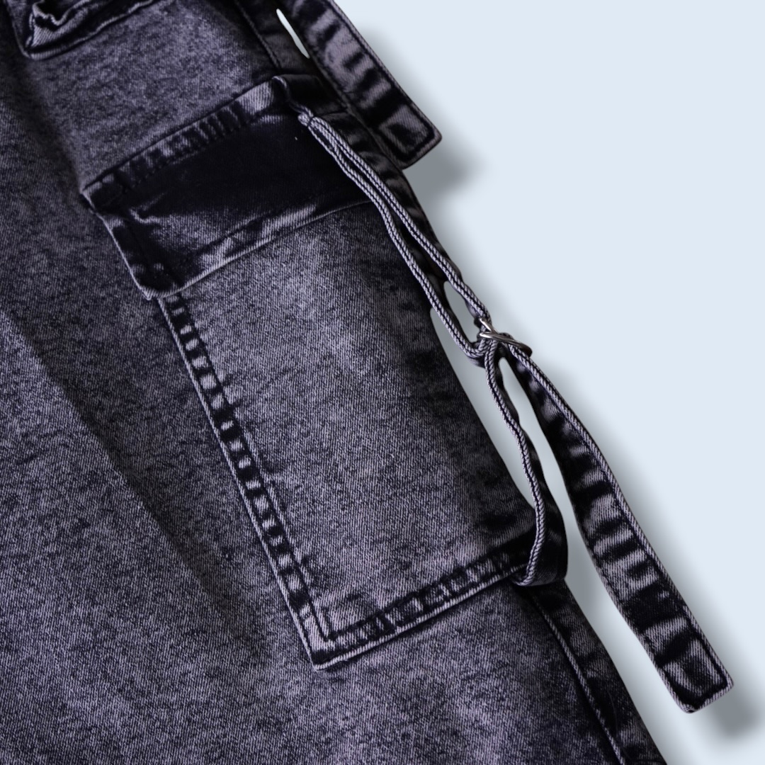 chemical fade black multi gimmick denim pants