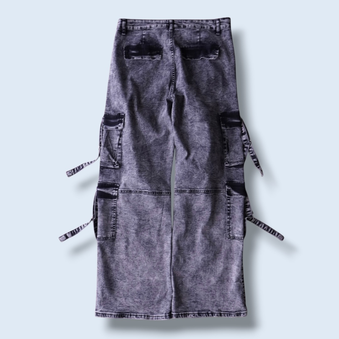 chemical fade black multi gimmick denim pants