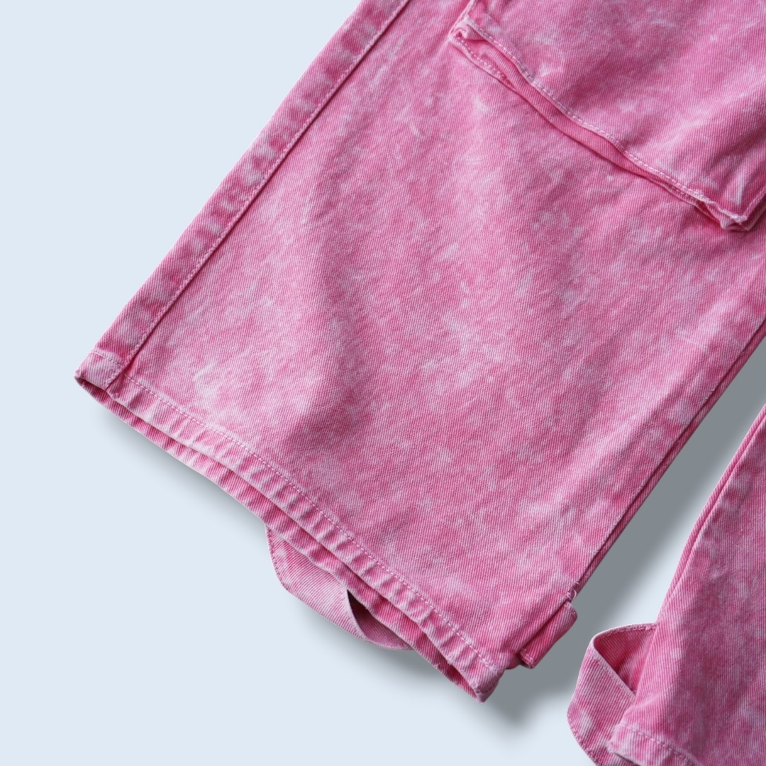 pale pink multi gimmick wide cargo pants