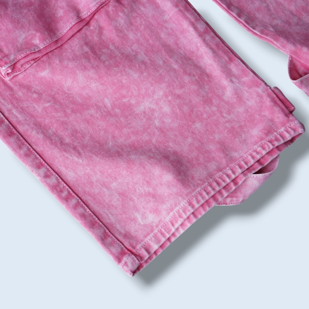 pale pink multi gimmick wide cargo pants