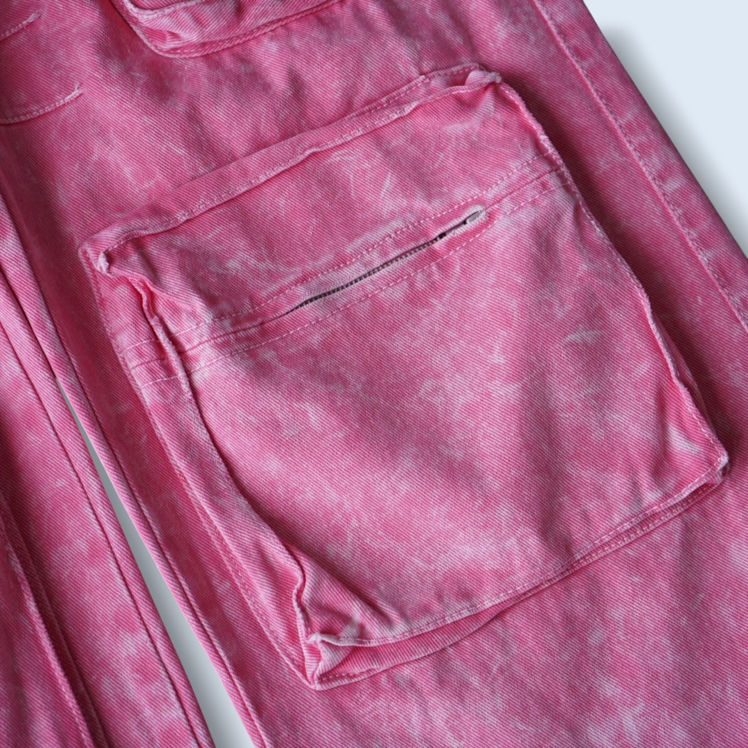 pale pink multi gimmick wide cargo pants