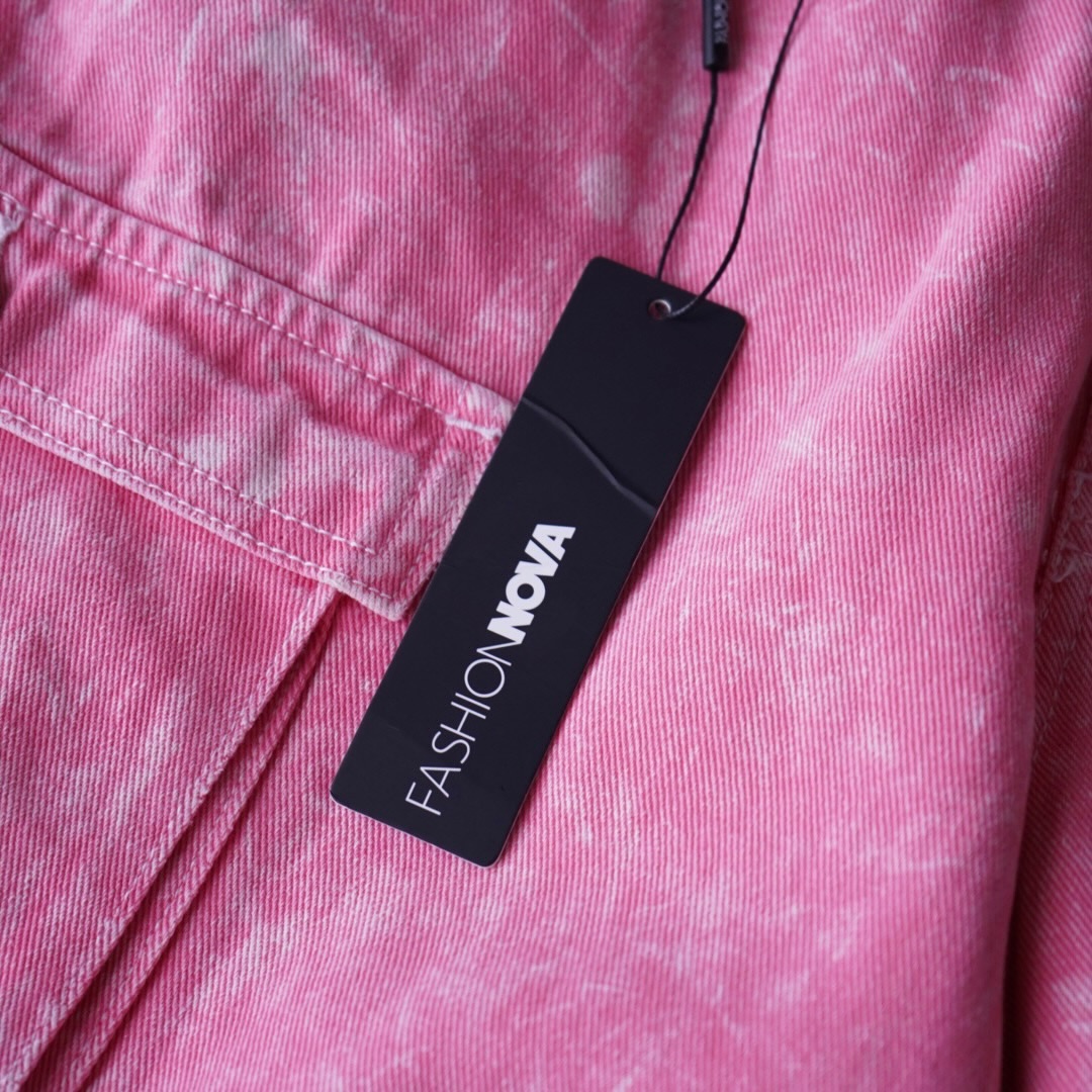 pale pink multi gimmick wide cargo pants