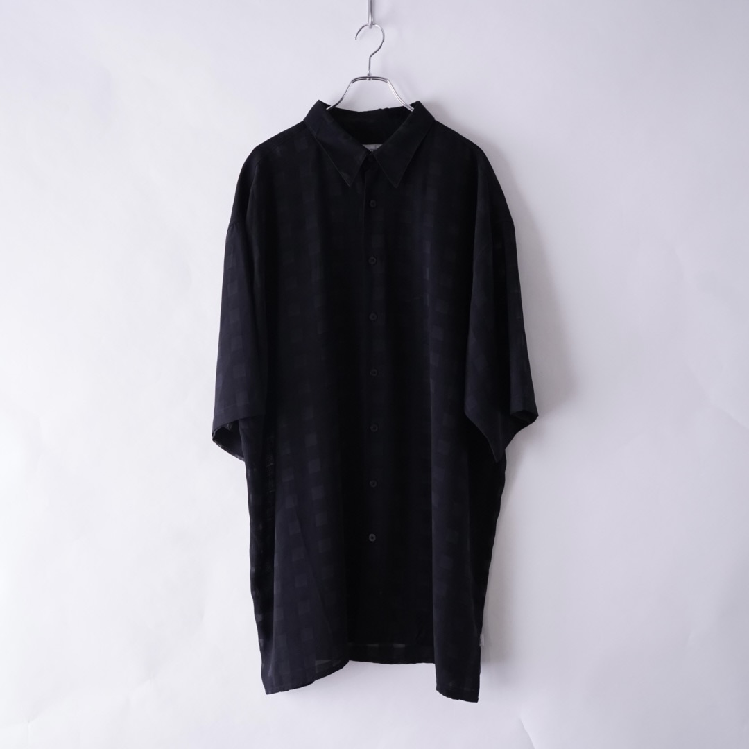 oversized check pattern see-through S/S shirt