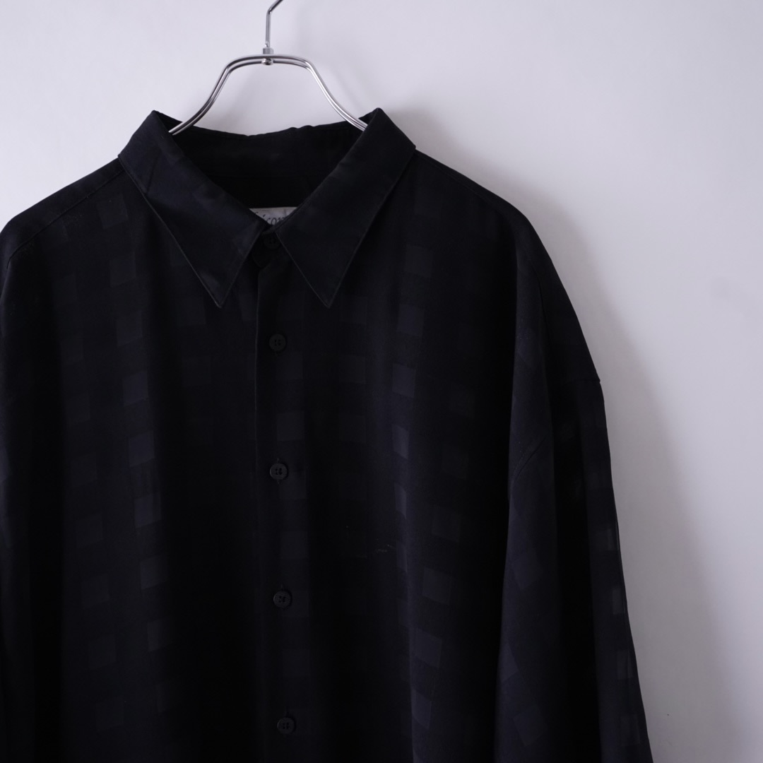 oversized check pattern see-through S/S shirt