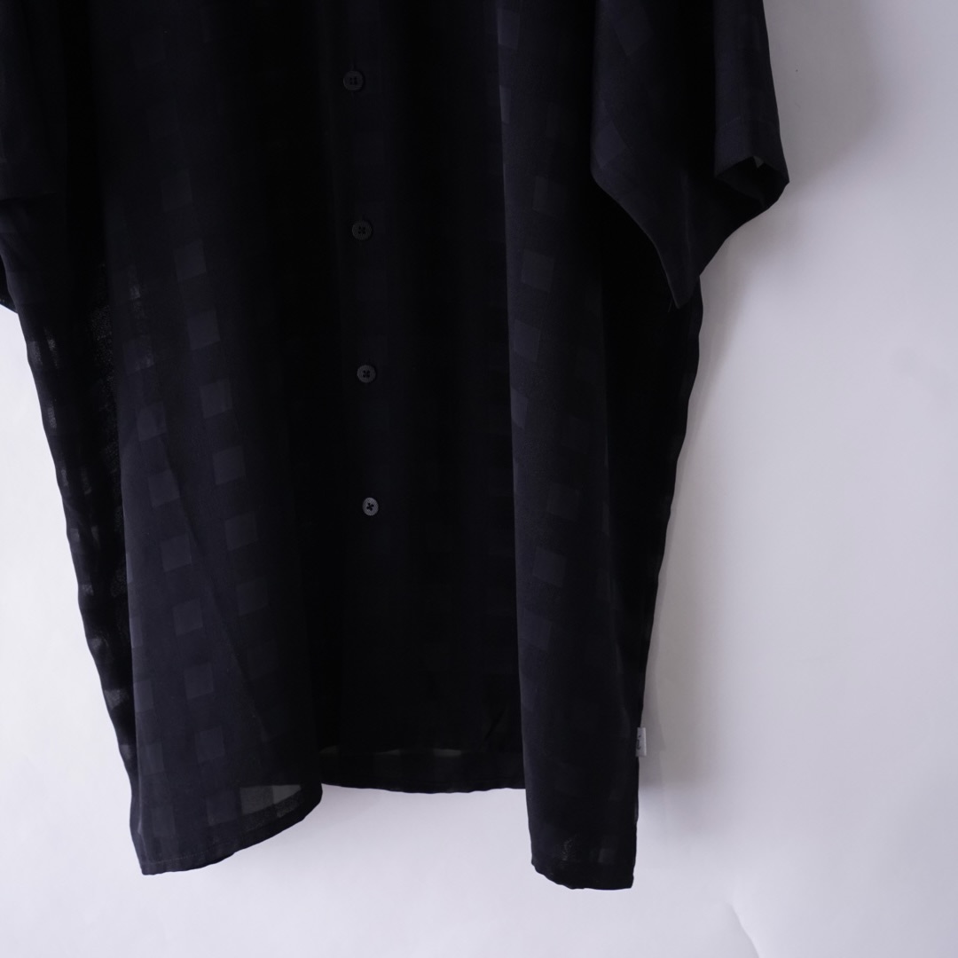 oversized check pattern see-through S/S shirt