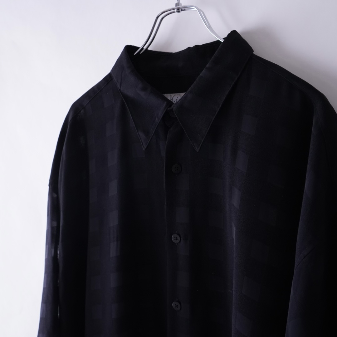 oversized check pattern see-through S/S shirt