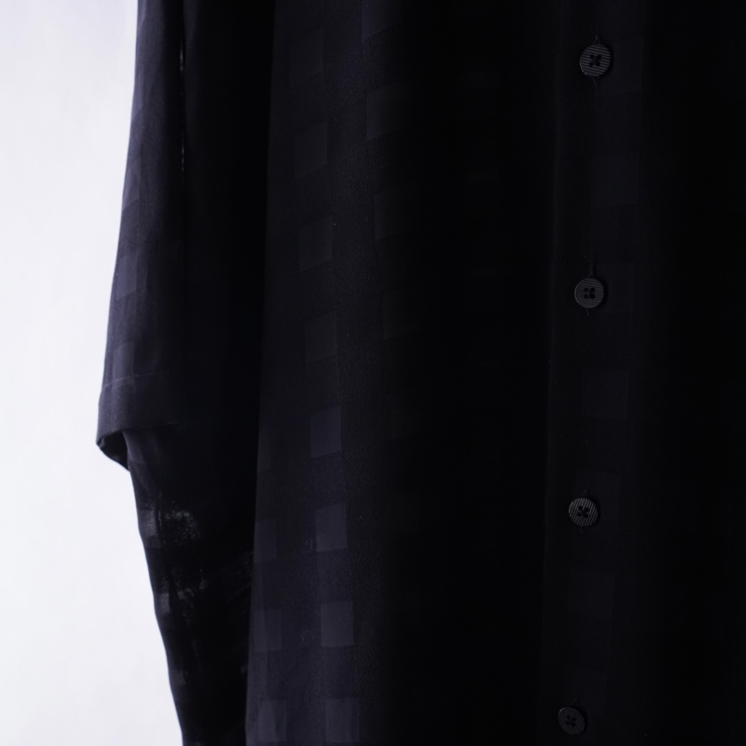 oversized check pattern see-through S/S shirt