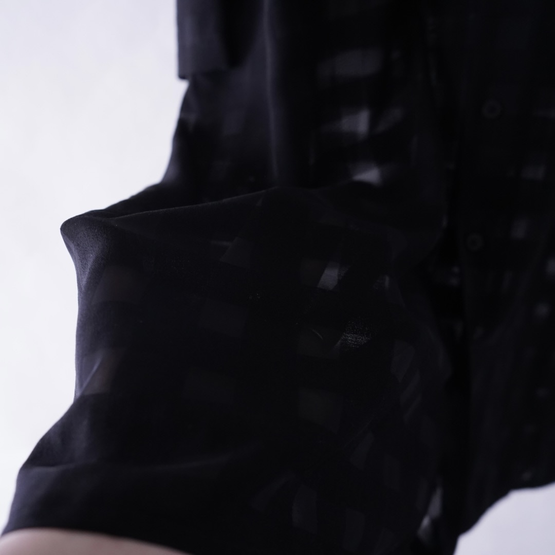 oversized check pattern see-through S/S shirt