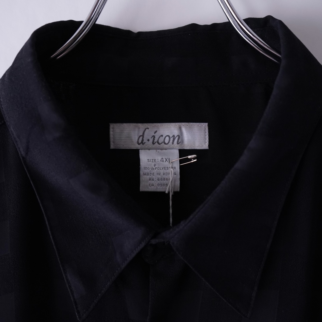 oversized check pattern see-through S/S shirt