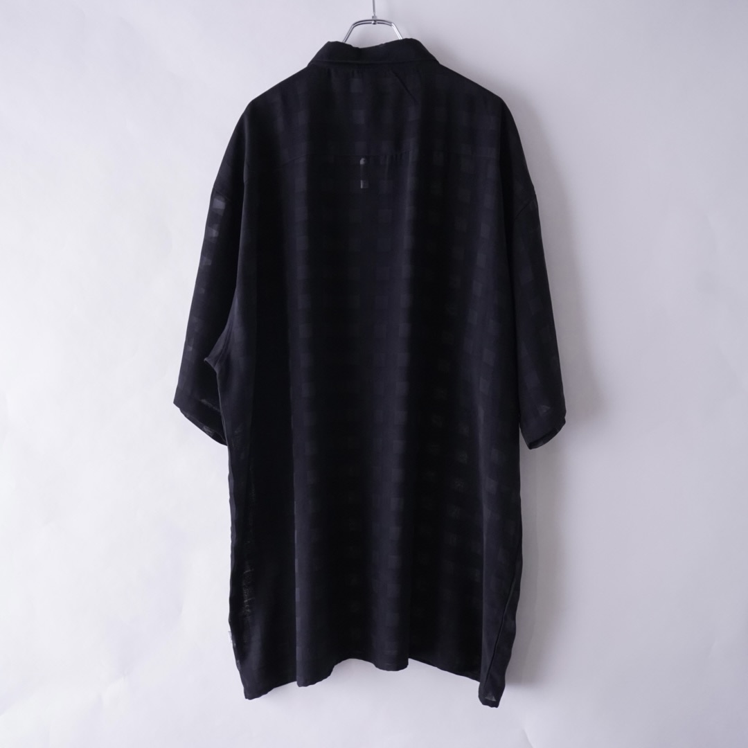 oversized check pattern see-through S/S shirt