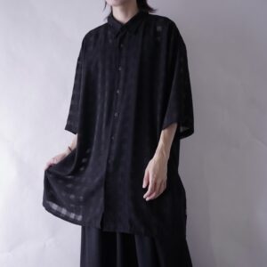 oversized check pattern see-through S/S shirt