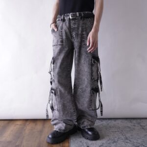 chemical fade black multi gimmick denim pants