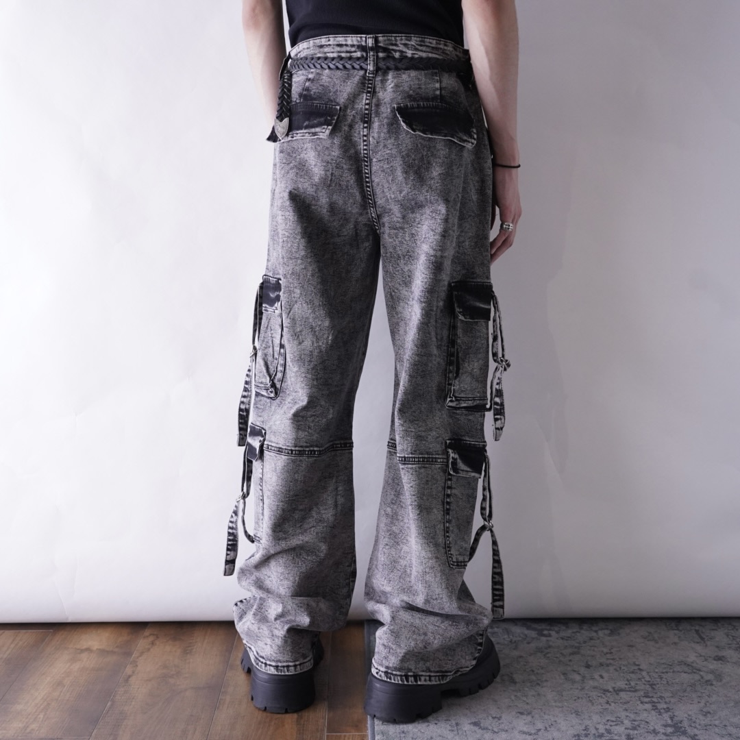 chemical fade black multi gimmick denim pants