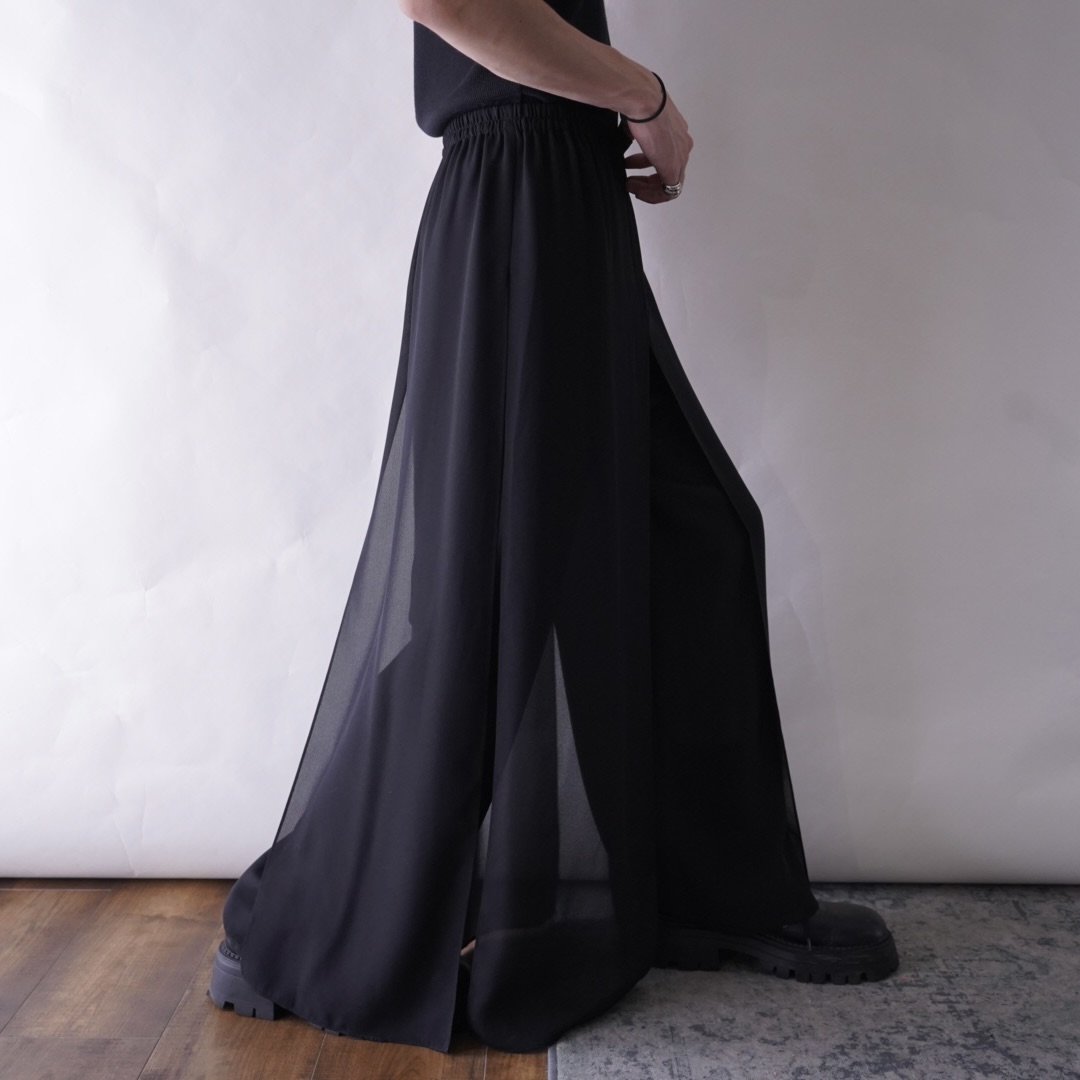 hirahira see-through layer wide pants