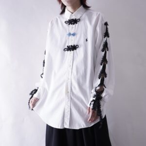 【Remake / Lace-up】RalphLauren arm lace ice blue China remake shirt
