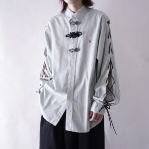 【Remake / Lace-up】RalphLauren arm fake leather pistàcchio body gray China remake shirt
