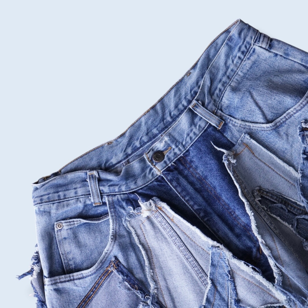 【Remake】many "ツギハギ" design wide baggy shorts