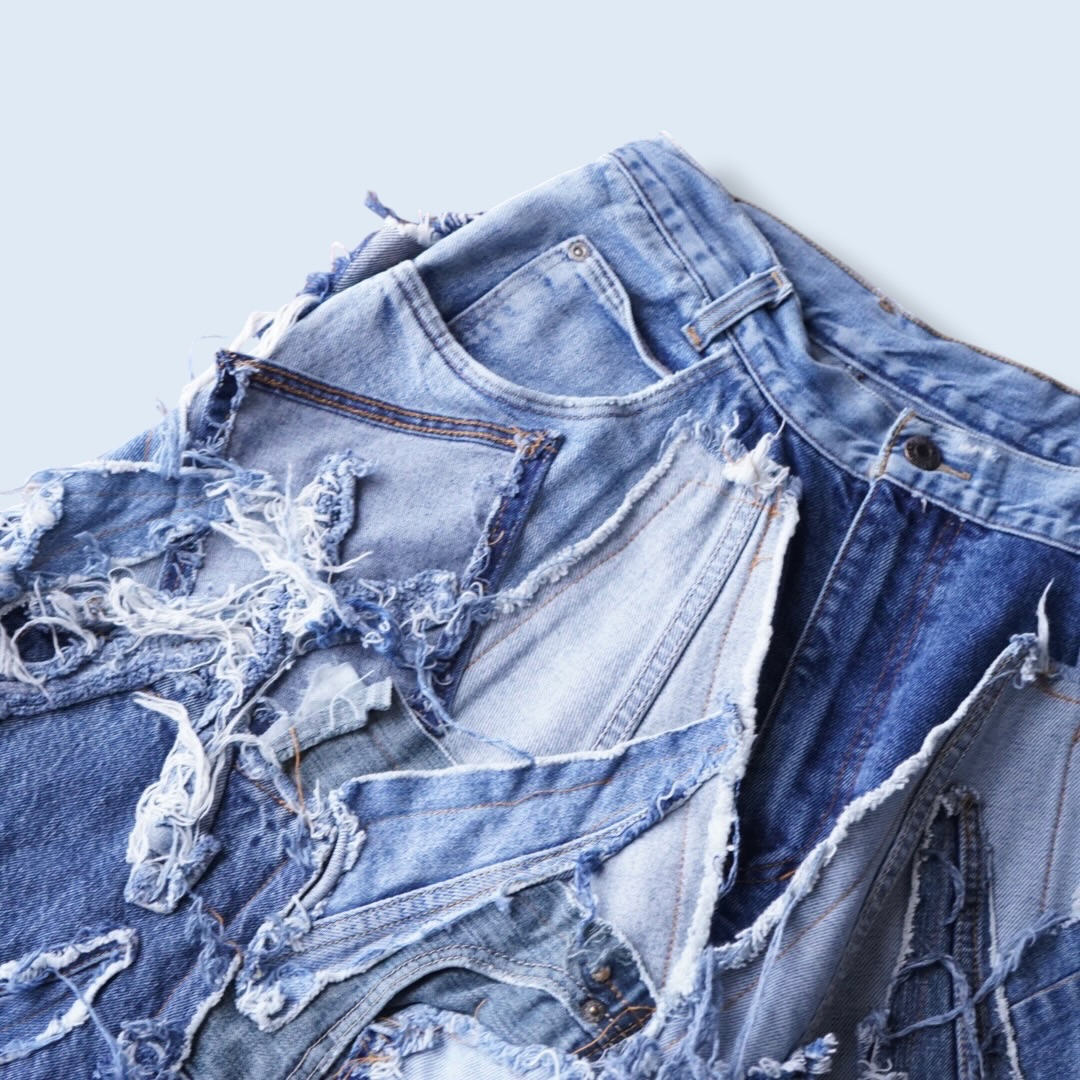 【Remake】many "ツギハギ" design wide baggy shorts