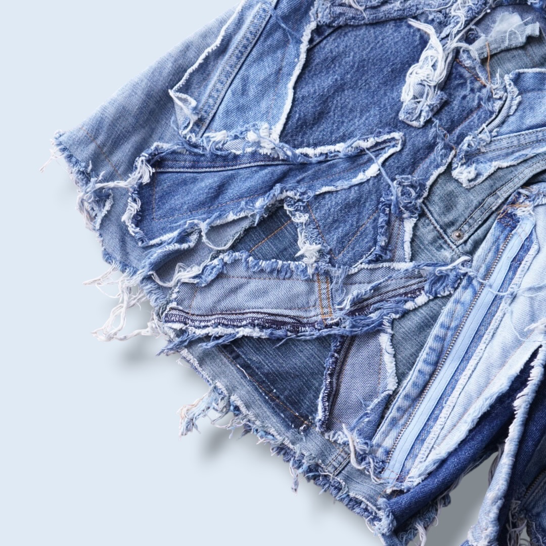 【Remake】many "ツギハギ" design wide baggy shorts