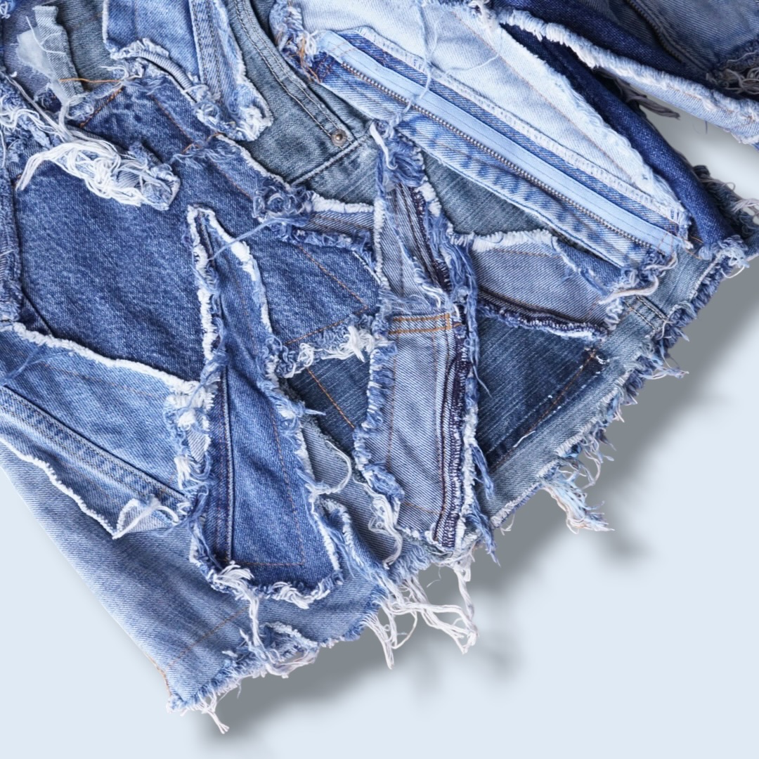 【Remake】many "ツギハギ" design wide baggy shorts