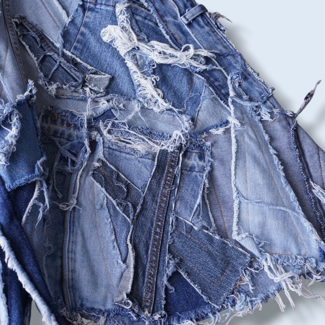 【Remake】many "ツギハギ" design wide baggy shorts