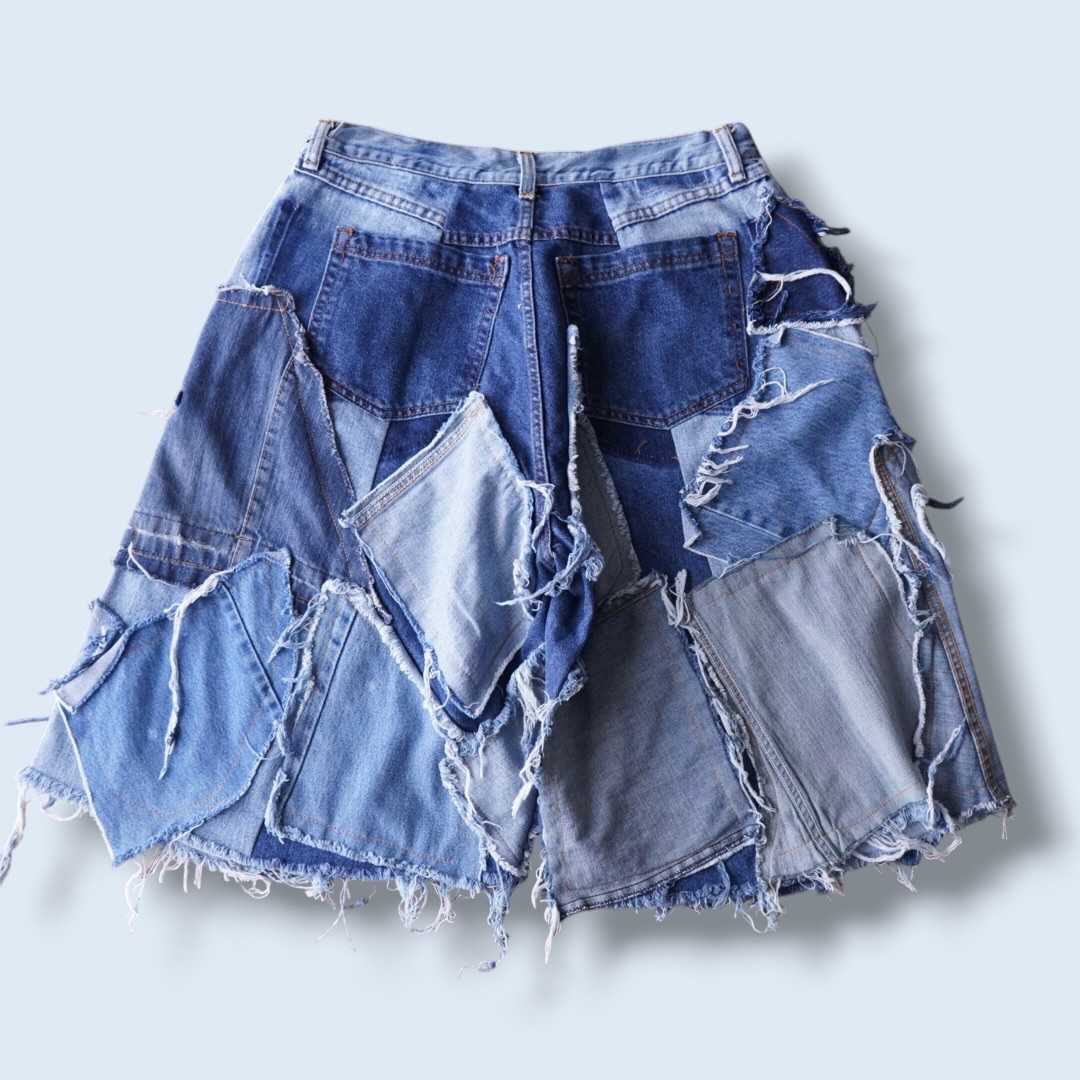 【Remake】many "ツギハギ" design wide baggy shorts