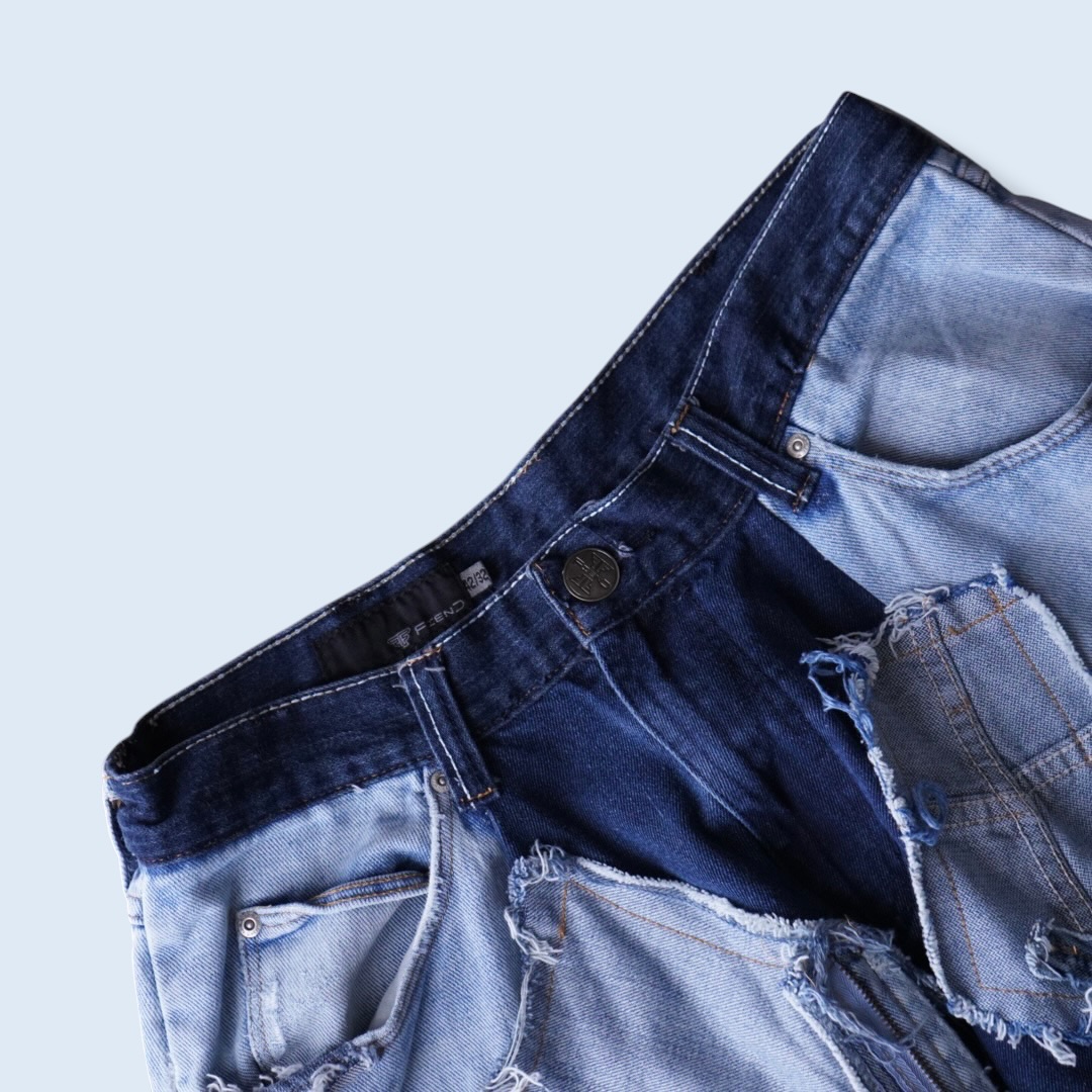 【Remake】many "ツギハギ" design wide baggy shorts