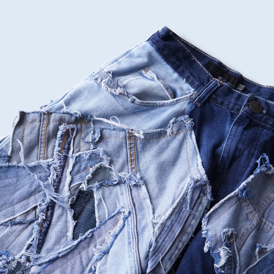 【Remake】many "ツギハギ" design wide baggy shorts