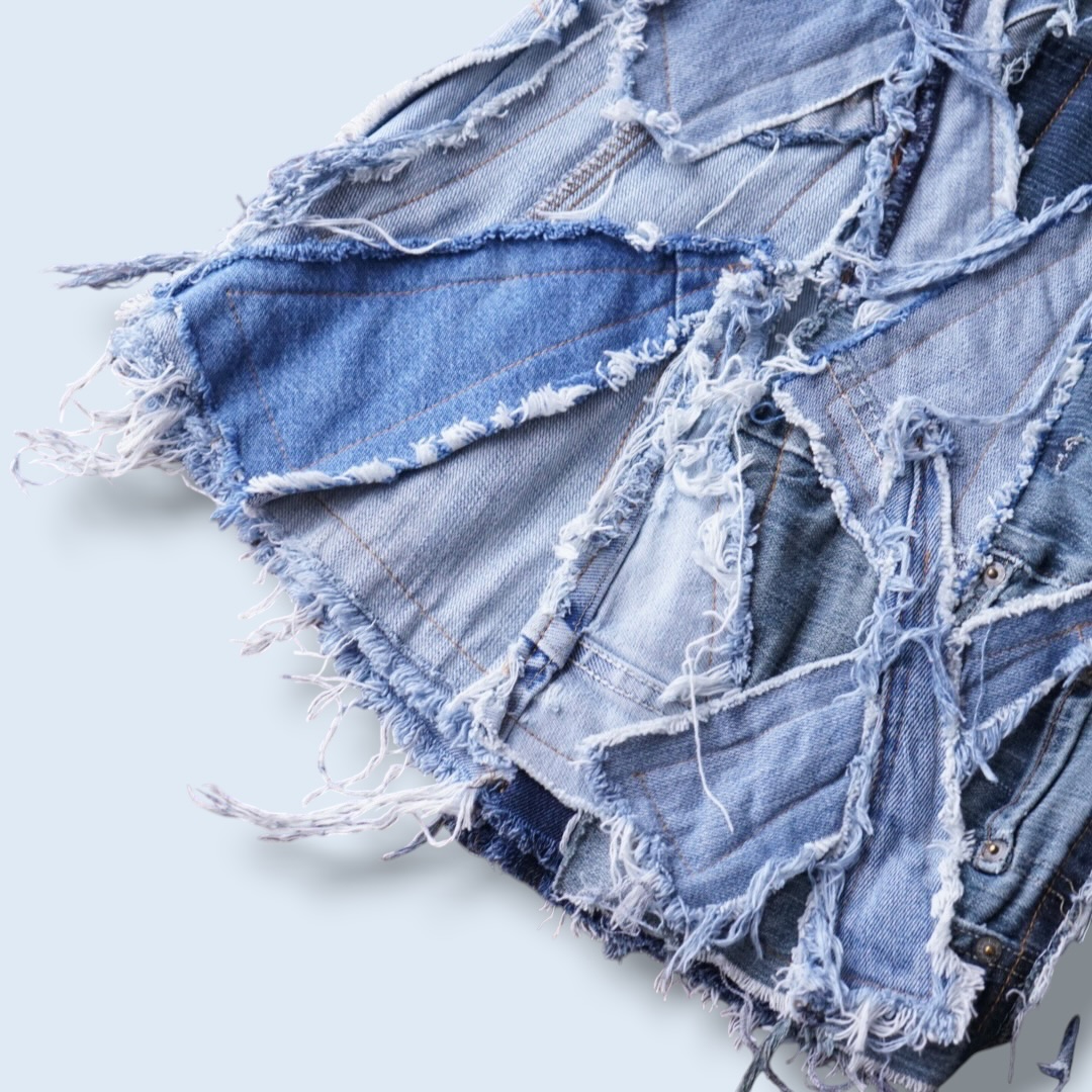 【Remake】many "ツギハギ" design wide baggy shorts