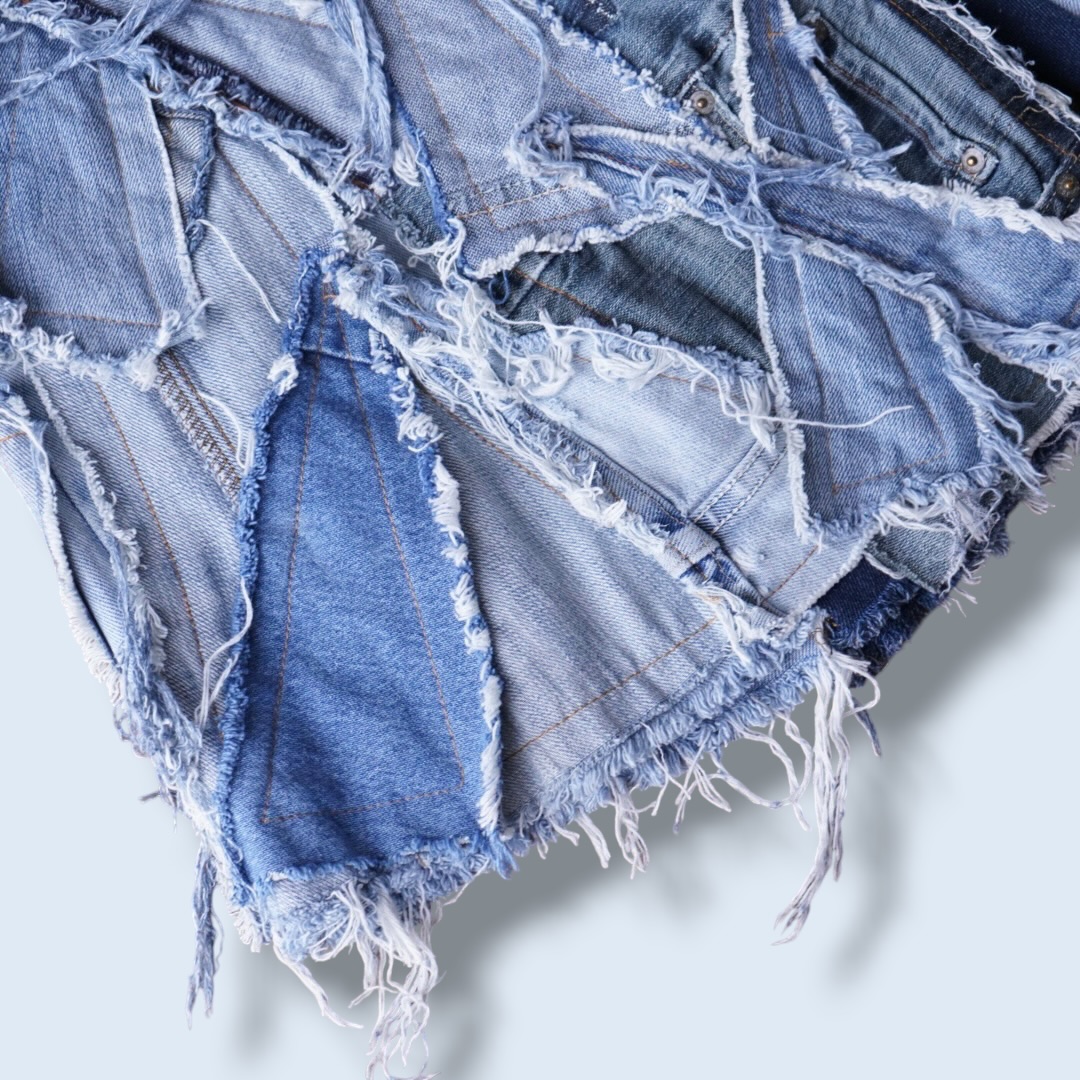 【Remake】many "ツギハギ" design wide baggy shorts